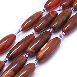 Коричневый Натуральный полосатый агат / полосатые агатовые бусы, окрашенная и подогревом, рис, коричневые, 39~40x13.5~15 мм, отверстие : 2 мм, около 8~10 шт / нитка, 15.7 дюйм ~ 16.1 дюйм (40~41 см)