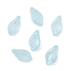 Светло-Синий Стеклянные бусины, лист, голубой, 12x6.5x5 мм, отверстие : 0.8 мм