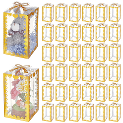 Золотистый Складные прозрачные ПВХ подарочные коробки с принтом в виде сердечек, прямоугольник с бантом, золотые, 7x7x14 см