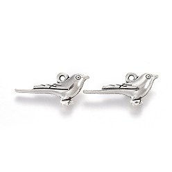 Античное Серебро Тибетский стиль сплава цинка подвески, птица, античное серебро, 25.5x11.8x5.3 мм, отверстие : 1.5 мм