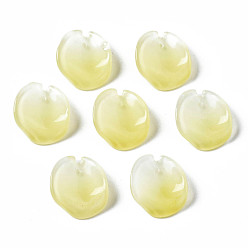 Champagne Yellow Two Tone Spray Painted Glass Pendants, Petal, Champagne Yellow, 20~21x18~19x7~8mm, Hole: 1mm