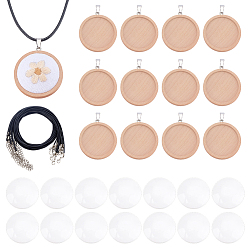 Белый Навахо Наборы для самостоятельного изготовления подвесок-ожерельев из дерева и искусственной кожи, плоско-круглые, навахо белый, 17 дюйм (43.18 см), Кулон : 38x35x4 мм