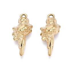  304 Stainless Steel Pendants, Sea Snail Charms, Ion Plating(IP), Long-Lasting Plated, Real 18K Gold Plated, 17x7.5x4mm, Hole: 1~1.2mm