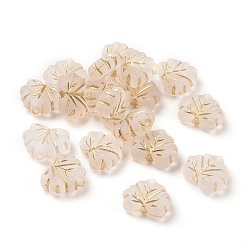 Moccasin Plating Acrylic Beads, Golden Metal Enlaced, Frosted, Leaf, Moccasin, 10.5x13x4.5mm, Hole: 1.8mm, about 1180pcs/500g