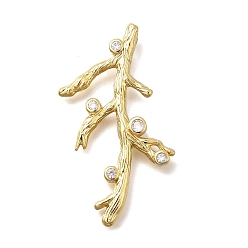Настоящее золото 18K Латунные микро проложить кубического циркония подвески, форма ветки, реальный 18 k позолоченный, 41x24.5x4.5 мм, отверстие : 2.5x2 мм
