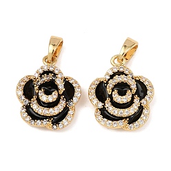 Золотой Кулоны с эмалью из латуни с прозрачным кубическим цирконием, , золотые, 16.5x13.5x6 мм, отверстие : 5x2.5 мм