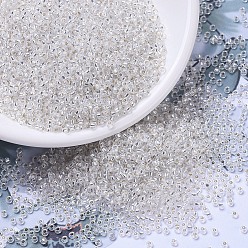 (RR1) Хрустальный с Серебряной Подкладкой Миюки круглые бусины рокайль, японский бисер, (rr 1) серебристый кристалл, 11/0, 2x1.3 мм, Отверстие: 0.8 мм, о 1100 шт / бутылка, 10 г / бутылка