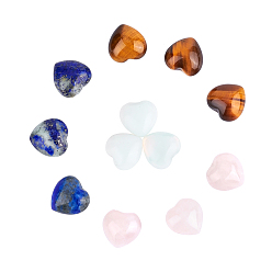 Mixed Stone Natural & Synthetic Mixed Gemstone Heart Palm Stone, Pocket Stone for Energy Balancing Meditation, 15~15.5x15x10mm, 4 materials, 3pcs/material, 12pcs/box