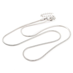 Нержавеющая Сталь Цвет 201 круглые ожерелья в виде змеи из нержавеющей стали для женщин, цвет нержавеющей стали, 17.80 дюйм (45.2 см), шириной 1.5 мм 