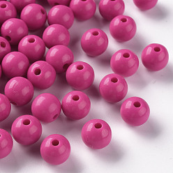 Camellia Opaque Acrylic Beads, Round, Camellia, 10x9mm, Hole: 2mm, about 940pcs/500g