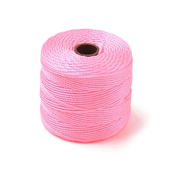 Pink Waxed Polyester Cords, Twisted Thread, Round, Pink, 0.8mm, about 54.68 Yards(50m)/Roll