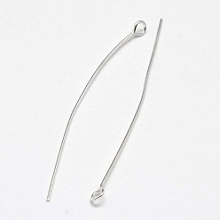 Silver 925 Sterling Silver Eye Pin, Silver, 30x3mm, Pin: 0.5mm, about 270pcs/20g