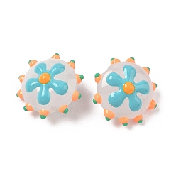 Небесно-голубой Бусины из стеклянной эмали, окрашенные методом запекания, неровный цветок, голубой, 19~19.5x10.5 мм, отверстие : 1.4 мм