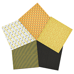 Yellow Polycotton Fabric, for Garment Accessories, Bees & Flower Pattern, Yellow, 500x450x0.1mm, 5pcs/set