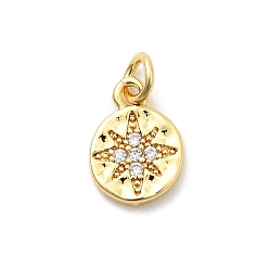 Настоящее золото 18K Латунные микро проложить кубического циркония подвески, звезды прелести, долговечный, без свинца и без кадмия, стойки покрытие, с целью перехода в кольце, реальный 18 k позолоченный, 10x7x1.5 мм, отверстие : 2.5 мм