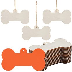 Другие Комплект незаконченных деревянных подвесок большого размера, с джутовым шнуром, кость, 54x105x2 мм, отверстие : 3 мм