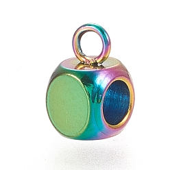 Rainbow Color Ионное покрытие (ip) 304 дуги из нержавеющей стали, петля под залог, кубик бусины залог, Радуга цветов, 7.5x5x5 мм, отверстие : 1.6 мм