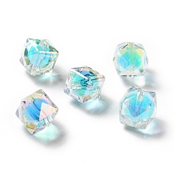 Небесно-голубой Двухцветное УФ-покрытие радужных переливающихся акриловых бусин, многоугольник, голубой, 15.5x16x16 мм, отверстие : 2.7~2.8 мм