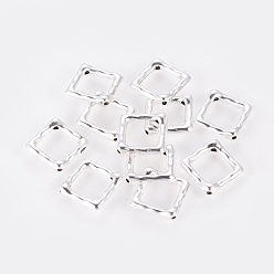 Antique Silver Tibetan Style Alloy Bead Frame, Rhombus, Lead Free and Cadmium Free, Antique Silver, 16x16x2mm, Hole: 1mm