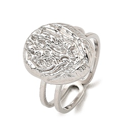 Нержавеющая Сталь Цвет Не тускнеет 304 открытые манжетные кольца из нержавеющей стали, текстурированный овал, цвет нержавеющей стали, размер США 6 1/2 (16.9 мм)