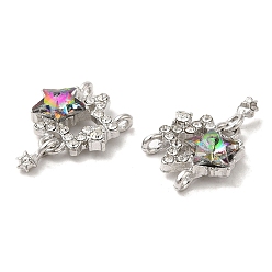 Platinum Zinc Alloy Crystal Pendants, Colorful Resin Star Charms, Platinum, 19x15x5mm, Hole: 1.4mm