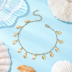 Золотой Летний пляж 304 браслеты на ногу из нержавеющей стали в форме ракушки для женщин, золотые, 8-7/8 дюйм (224 мм)