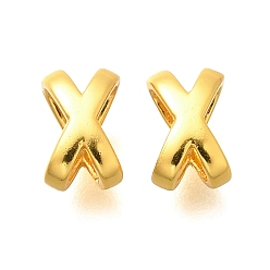 Настоящее золото 18K 925 шарики стерлингового серебра, X форму, реальный 18 k позолоченный, 7.5x5x4.5 мм, отверстие : 1.2 мм