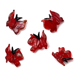 (123L) Белый крем непрозрачный блеск Прозрачные бусины лэмпворк, бусины ручной работы золотой фольги стекла, бабочка, огнеупорный кирпич, 17~17.5x19~21x8.5 мм, отверстие : 1.5 мм