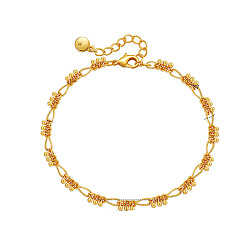 Золотой Латунный браслет с маленьким круглым шариком, регулируемый браслет ювелирные изделия для женщин, золотые, 6-1/4 дюйм (16 см)