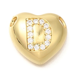 Letter D Стойка металлическая латунная микропрофилированная кубическая циркония подвески, без кадмия и без свинца, сердце с подвесками в виде буквы az, реальный 18 k позолоченный, Буква D, 14.5x16x6 мм, отверстие : 3 мм