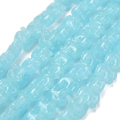 Небесно-голубой Резная бусина, окрашенная в синтетический коралл, слон, голубой, 9x12.5x7 мм, отверстие : 0.8 мм