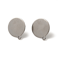 Нержавеющая Сталь Цвет 201 Выводы серьги из нержавеющей стали шпилька, с 304 штифтом из нержавеющей стали, горизонтальной петлей и фрикционными ушными гайками, плоско-круглые, платина, 16x14 мм, отверстие : 1.6 мм, штифты : 0.7 мм