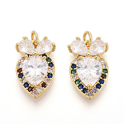 Настоящее золото 18K Латунные микро проложить кубического циркония подвески, без кадмия, без никеля и без свинца, редис, с целью перехода в кольце, реальный 18 k позолоченный, 18x11x5 мм, отверстие : 3 мм