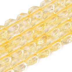 Or Transparentes craquements perles de verre brins, octogone, teint et cœur, facette, or, 7~8x7~8x3.5~4mm, Trou: 1~1.4mm, Environ 46~50 pcs/chapelet, 13.58~14.57 pouce (34.5~37 cm)