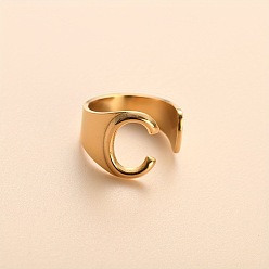 Letter C 304 из нержавеющей стали манжеты кольца, золотые, буква С, 16 мм, внутренний диаметр: 18 мм
