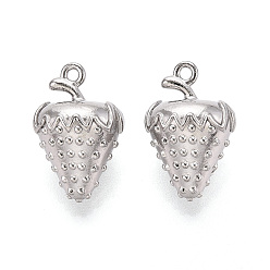 Нержавеющая Сталь Цвет 304 подвески из нержавеющей стали, анти-тускнение, клубничное очарование, цвет нержавеющей стали, 17.5x11.5x11.5 мм, отверстие : 1.4 мм