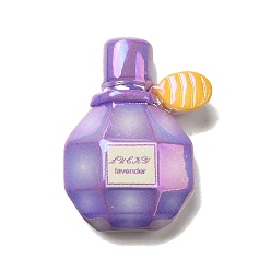 Лиловый Кабошоны из непрозрачной смолы с гальванопокрытием, Флакон духов, сирень, 32x24.5x8 мм