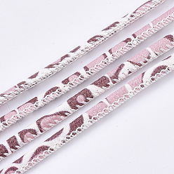 Pink Round PU Leather Cords, Leopard Print Pattern, Pink, 3mm, about 10.93 yards(10m)/roll