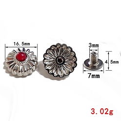 Античное Серебро Декоративные заклепки из сплава в тибетском стиле, с имитацией синтетической бирюзы и железным винтом, цветок, античное серебро, 16.5 мм