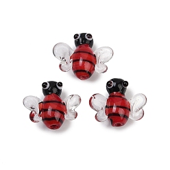 Темно-Красный Бусины лэмпворк , Пчелы, темно-красный, 15.5~16.5x18.5~19x8 мм, отверстие : 1.4 мм