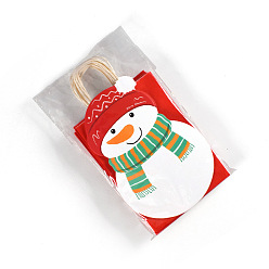 Снеговик Рождественские бумажные пакеты для хранения подарков с ручкой, сумки для покупок, снеговик, 16x8x21 см, 10 шт / комплект