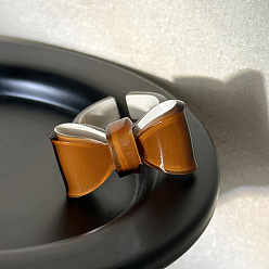 Сиена Открытые манжеты-кольца из смолы с бантом для женщин, цвет охры, внутренний диаметр: 17 мм