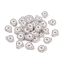 Белый Ручной полимерной глины кабошонов, собака, белые, 9~9.5x10~11.5x2~2.5 мм