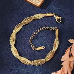 Золотой 304 браслет-цепочка из витой веревки из нержавеющей стали для мужчин и женщин, золотые, 6-3/4 дюйм (17 см)