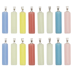 (52) Непрозрачная лаванда 16шт 8цвета синтетические светящиеся камни подвески, светится в темноте, колонка прелести, с защелкой из платинового сплава на дужке, окрашенные, разноцветные, 31.5x7.5 мм, отверстие : 5x4 мм, 2 шт / цвет