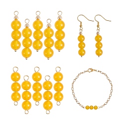 Малайский Нефрит 10 шт тройной натуральный малайзийский нефрит круглые подвески из бисера, с золотыми 304 штифтами с шаровой головкой из нержавеющей стали, железным штифтом с проушиной и латунными бусинами, 30.2~30.3x8 мм, отверстие : 2 мм