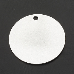 Silver Aluminium Pendants, Laser Cut Pendants, Flat Round, Stamping Blank Tag, Silver, 50x1.5mm, Hole: 3.5mm