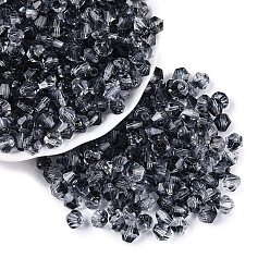 Черный Прозрачное стекло Бисер, с блеском порошок, двухконусные, чёрные, 6x5~5.5 мм, отверстие : 1.2~1.5 мм, Около 2250 шт / фунт