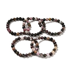 Турмалин Натуральный турмалин бисером браслеты простирания, круглые, внутренний диаметр: 2-1/8~2-1/4 дюйм (5.3~5.7 см)