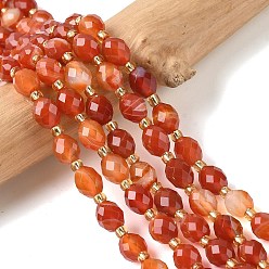 Полосатый Агат Натуральные полосатые агатовые бусы, граненые, рис, с бисером, окрашенная и подогревом, 7.5~8x6~7.5 мм, отверстие : 0.8~1 мм, около 36~40 шт / нитка, 15.55~15.75'' (39.5~40 см)